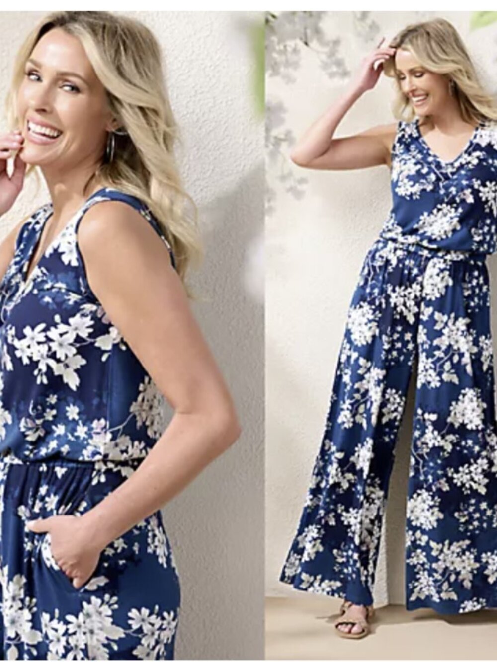 Bumblebella by Jill Martin Dreamy Jersey Wide-Leg Jumpsuit Large